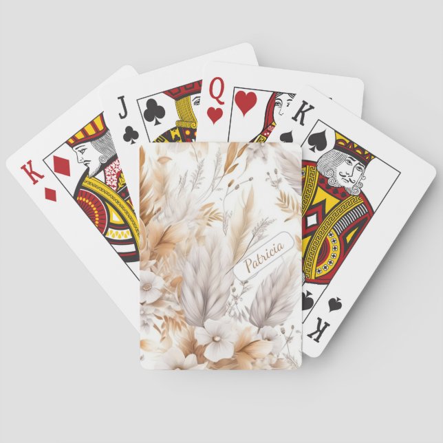 Baralho Nome Personalizado Rustic Chic Bohemian Wildflower (Verso)
