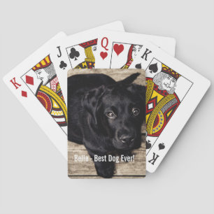 Baralho Nome preto personalizado da foto do cão do