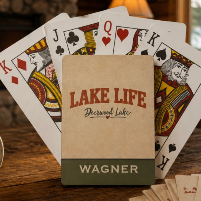 Baralho Nome simples Deerwood Lake (Personalized Lake Life Deerwood Lakce playing cards by Inspirivity)