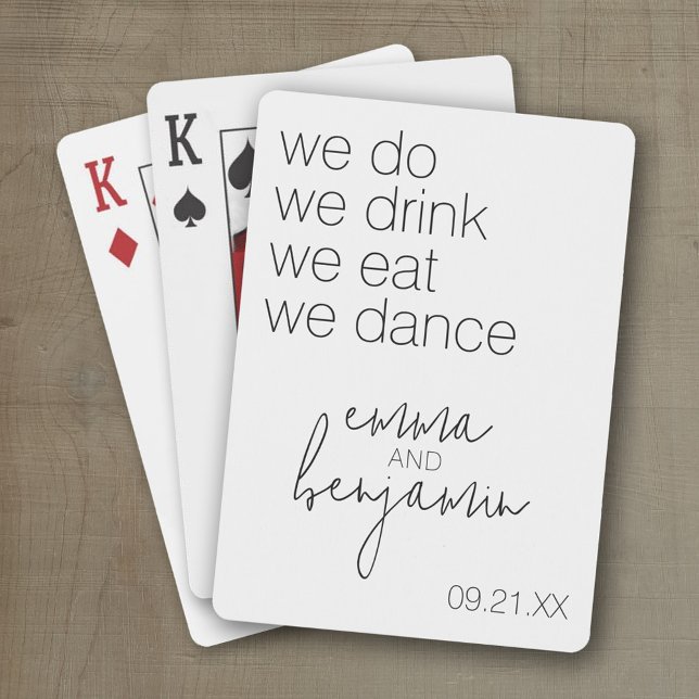 Baralho Nós Bebemos Dança Comida - Casamento Moderno (Wedding and Anniversary Playing Cards - Personalize with your photo and information)