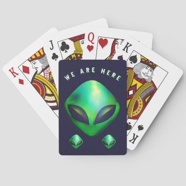 Baralho "Nós Estamos Aqui" Cabeça de Alien Verde (Verso)