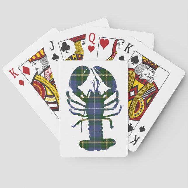 Baralho Nova Escócia Tartan Lobster jogando cartas (Verso)