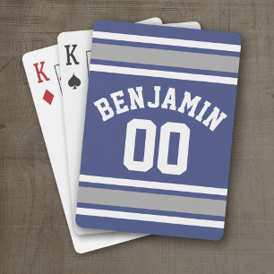 Baralho Número de Nome Personalizado de Jersey Blue and S