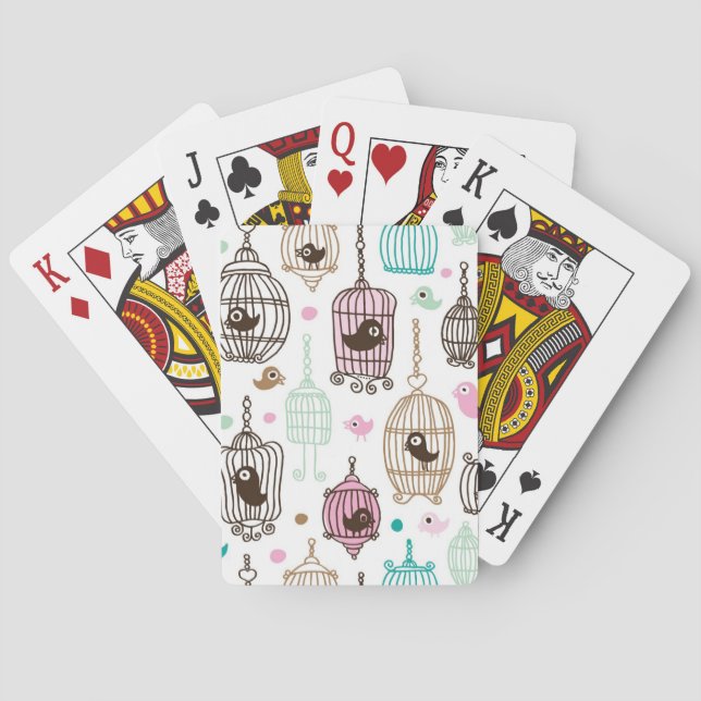 Baralho o amor da gaiola de pássaro caçoa o teste padrão (Verso)