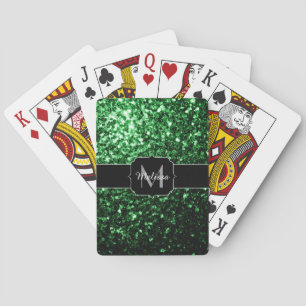 Baralho O brilho verde escuro glamoroso sparkles monograma