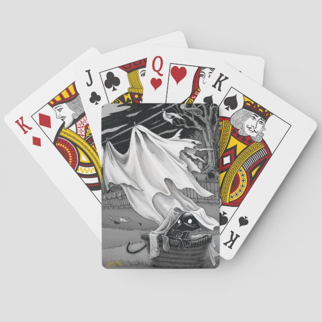 Baralho O Gatinho Boo ajuda com as placas para jogar roupa (Verso)