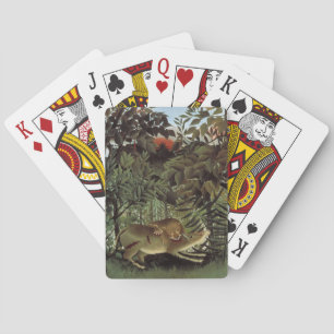 Baralho O Leão Fome de Rousseau joga cartas