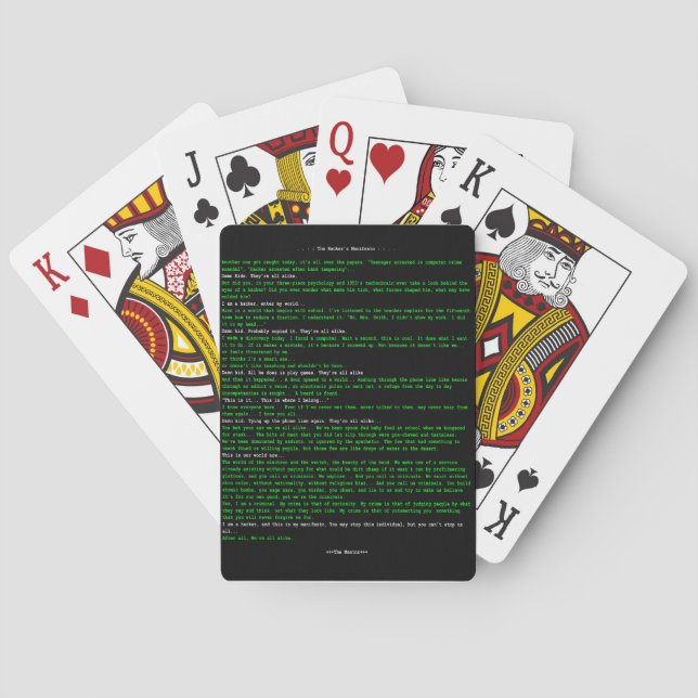 Baralho O Manifesto do Hacker (Verso)