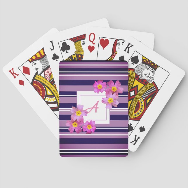 Baralho O monograma das iniciais floresce cartões de jogo (Verso)