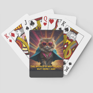 Baralho O mundo não está pronto - Design de Humor de Gato 