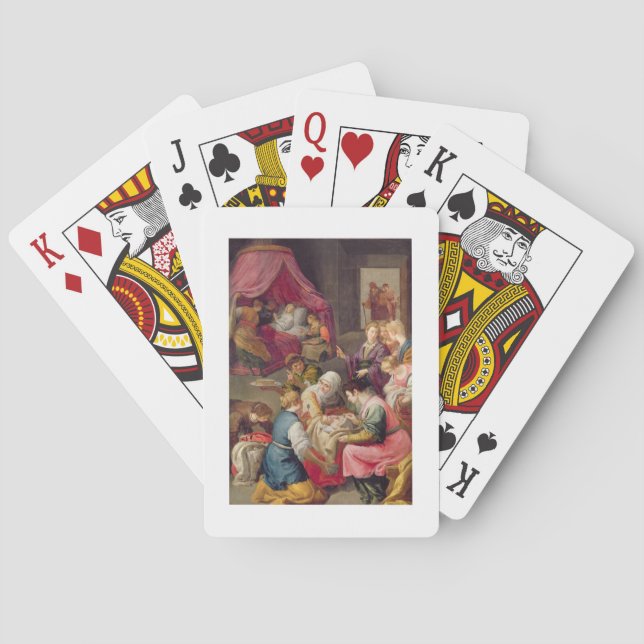 Baralho O nascimento do Virgin, 1640 (óleo em canvas) (Verso)