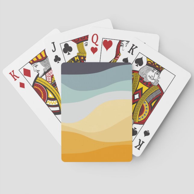 Baralho Oceano ondulado com estilo retro azul e amarelo (Verso)