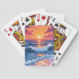 Baralho Oceano Sunset Beach Waves Watercolor