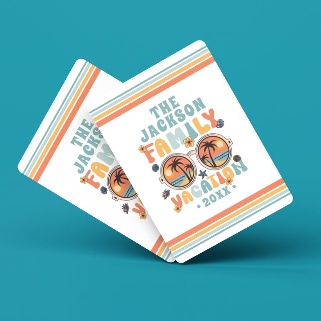 Baralho Óculos de sol das palmeiras retro groovó de férias (Criador carregado)