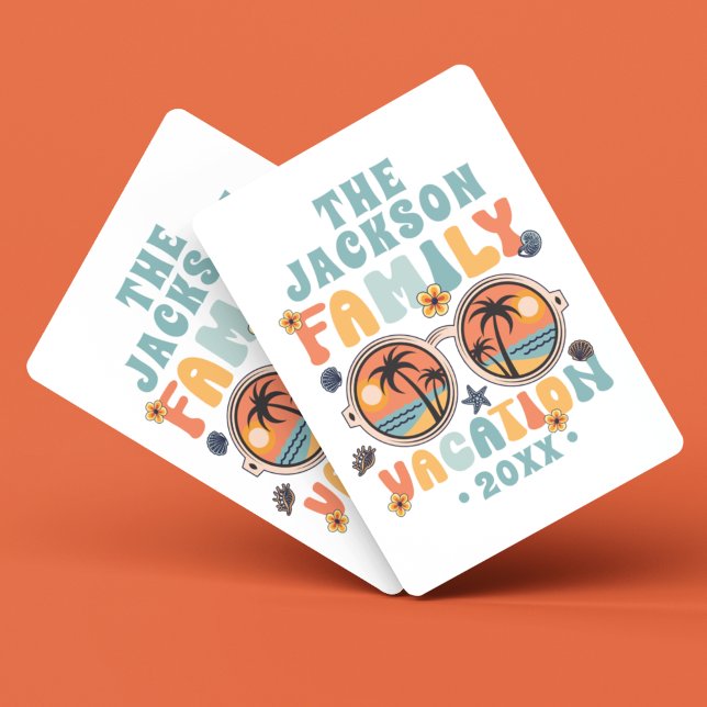 Baralho Óculos de sol das palmeiras retro groovó de férias (Criador carregado)