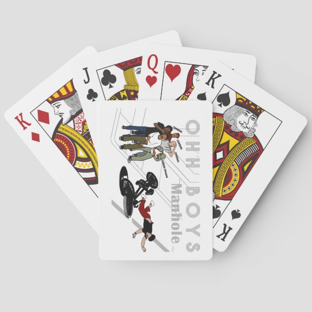 Baralho OHH BOYS - Homem na bicicleta bate em um gabinete  (Verso)