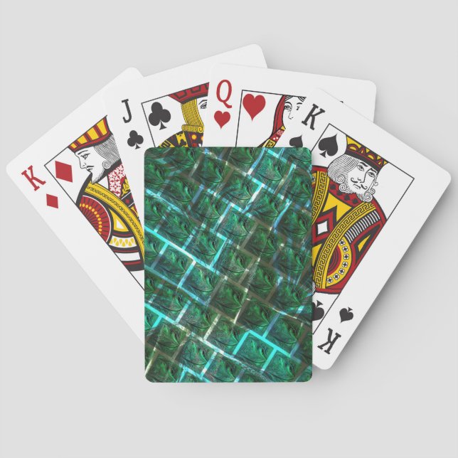 Baralho "Olhos enquadrados verdes", arranhões e grelha azu (Verso)