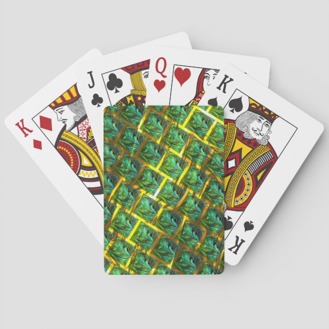 Baralho "Olhos enquadrados verdes", arranhões e grelha de  (Verso)