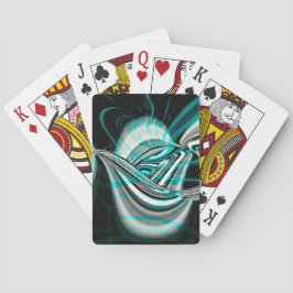 Baralho Onda curva-prateada sob fumaça verde-ciano no escu