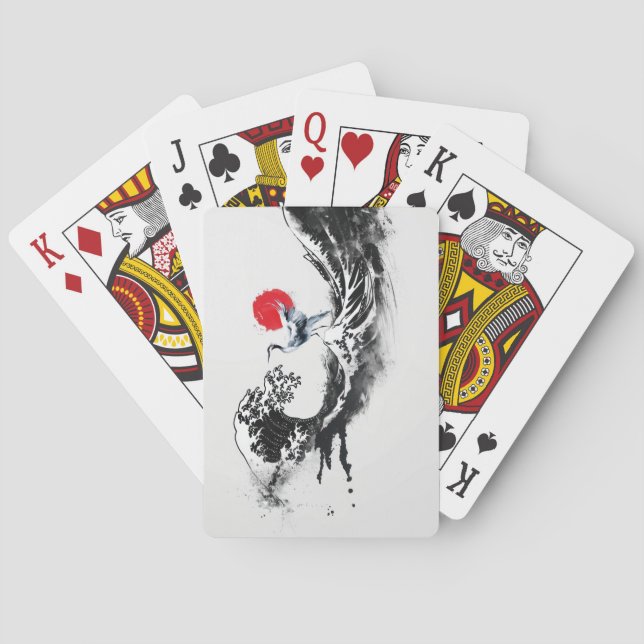 Baralho Onda japonesa, Heron, pintura mínima (Verso)