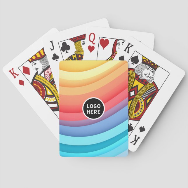 Baralho Ondas Abstrato modernas do arco-íris com seu logot (Verso)