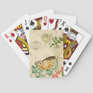 Baralho Os cartões de jogo florais da coruja do vintage