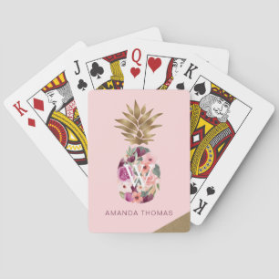 Baralho Ouro de Abacaxi Floral Chic - Rosa