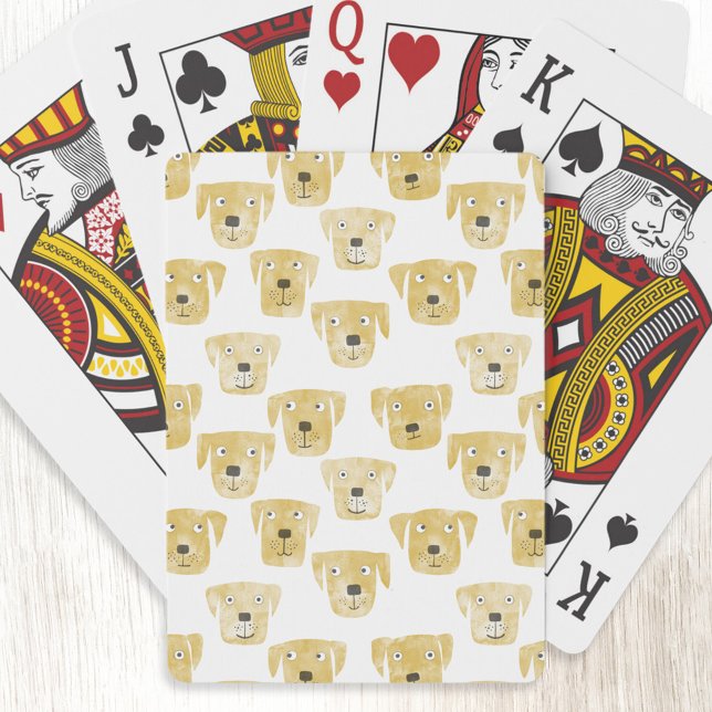 Baralho Ouro Labrador Retriever Dog Watercolor (Golden Yellow Labrador Retriever Dog pattern art playing cards)
