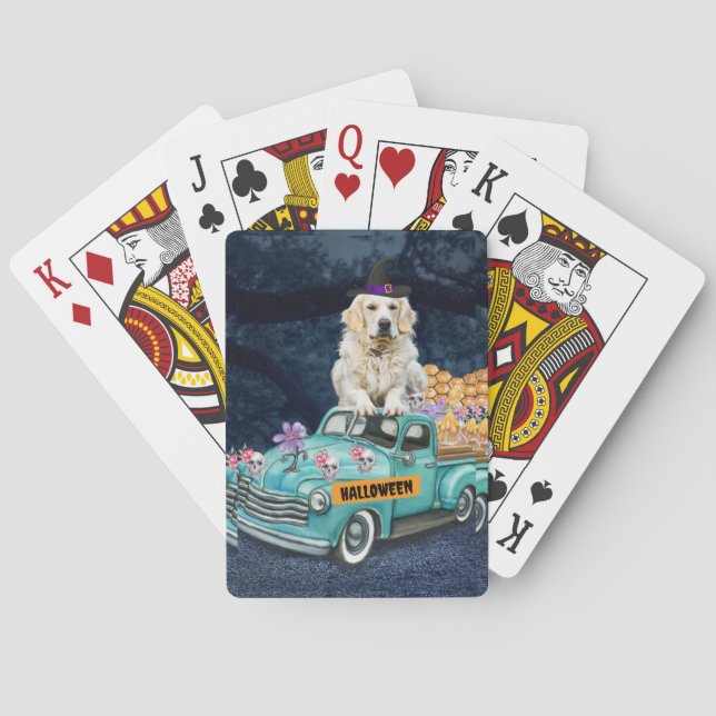 Baralho Ouro Retriever Cachorro Halloween Truck Noite Assu (Verso)