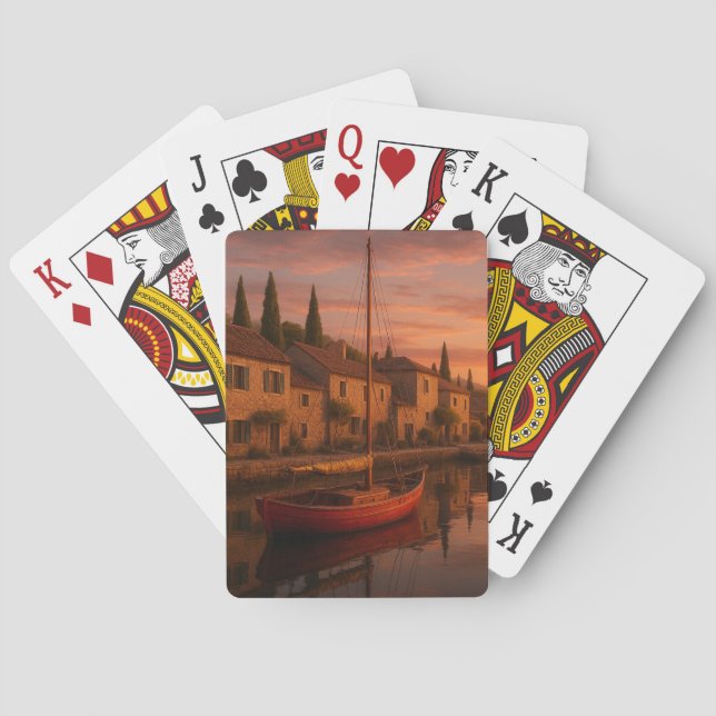 Baralho Ouro Sunset Sobre Vila Costeira (Verso)