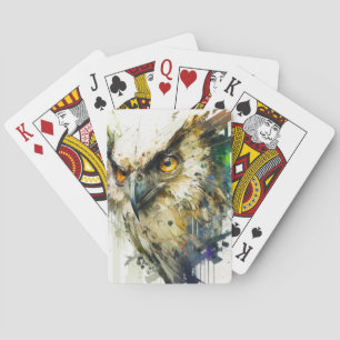 Baralho Owl Bird Retrait Animal Painting Willife Forest