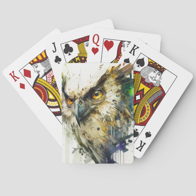 Baralho Owl Bird Retrait Animal Painting Willife Forest (Verso)