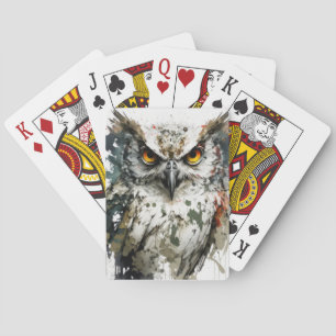 Baralho Owl Bird Retrait Animal Painting Willife Forest