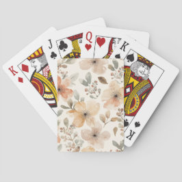 Baralho Padrão Botânico de Aquarela Floral Bege Pêssego