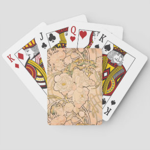 Baralho Padrão Clássico de Jardim de Peônia Art Nouveau po