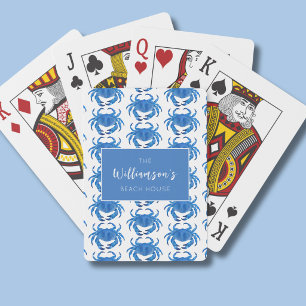 Baralho Padrão de Caranguejo Azul Casa de Praia da Família