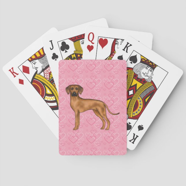 Baralho Padrão de Coração de Amor pelo Cão Ridgeback da Ro (Verso)