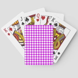 Baralho Padrão de Diamante Xadrez Branco Roxo
