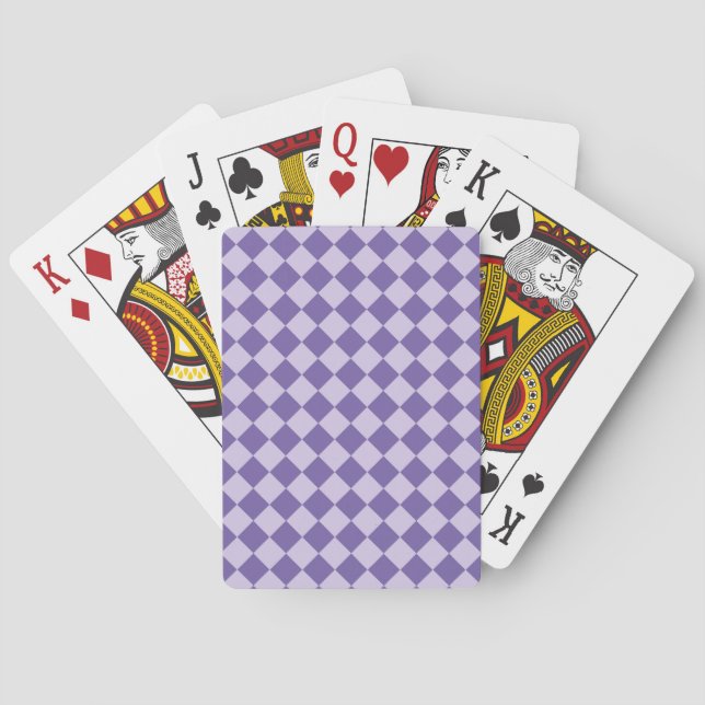 Baralho Padrão de Diamante Xadrez Roxo (Verso)