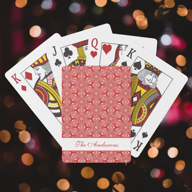 Baralho Padrão de estrela do floco de neve de Natal Vermel (Criador carregado)