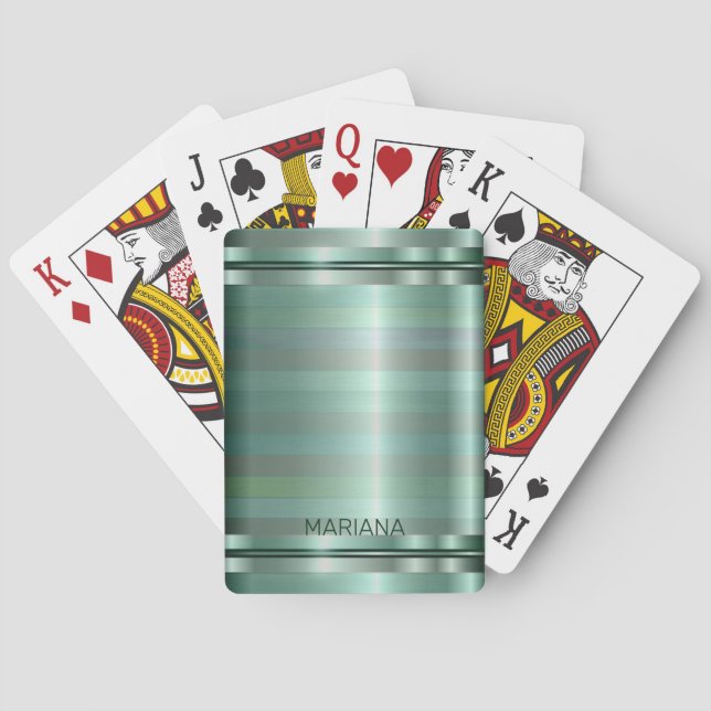 Baralho Padrão de faixas de tons verdes (Verso)