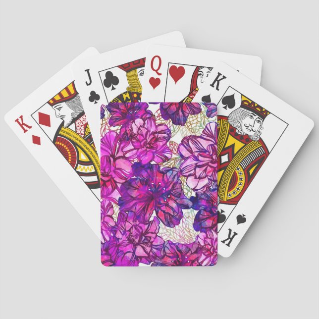 Baralho Padrão De Flores De Abstrato Rosa E Roxo (Verso)
