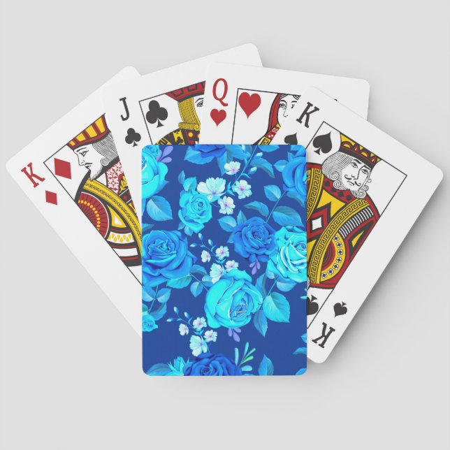 Baralho Padrão de Flores de Rosa Azul Clássico-87600 (Verso)