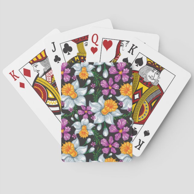 Baralho Padrão de legância com flores narcisas 2 (Verso)