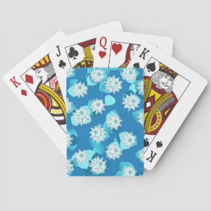 Baralho Padrão de lírio, turquesa, azul e branco