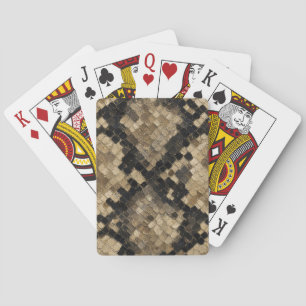 Baralho Padrão de Pele de Cobra Luxuoso Dourado e Preto