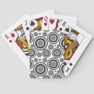 Baralho Padrão de roda repetitiva preto e branco
