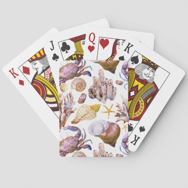 Baralho Padrão de Vida do Mar de Cores Aquáticas 4 (Verso)