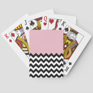 Baralho Padrão de ziguezague preto e branco, Chevron, rosa