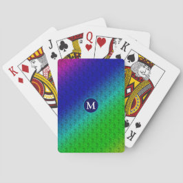 Baralho Padrão Diagonal Verde Azul Floral Monograma